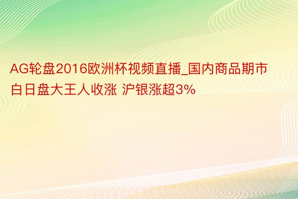 AG轮盘2016欧洲杯视频直播_国内商品期市白日盘大王人收涨 沪银涨超3%