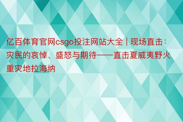 亿百体育官网csgo投注网站大全 | 现场直击：灾民的哀悼、盛怒与期待——直击夏威夷野火重灾地拉海纳