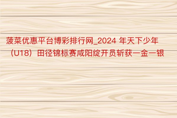 菠菜优惠平台博彩排行网_2024 年天下少年（U18）田径锦标赛咸阳绽开员斩获一金一银