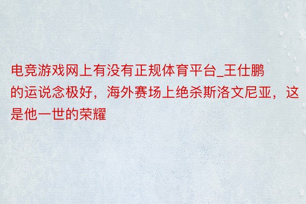 电竞游戏网上有没有正规体育平台_王仕鹏的运说念极好，海外赛场上绝杀斯洛文尼亚，这是他一世的荣耀