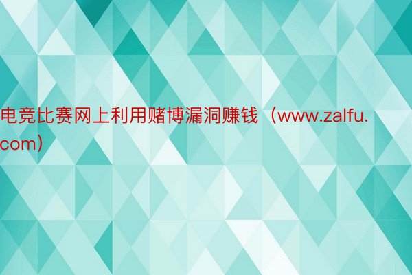 电竞比赛网上利用赌博漏洞赚钱（www.zalfu.com）